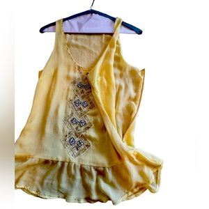 Forever Twentyone Boutique - Vintage bright yellow Blouse sheer-beam; Size S/P